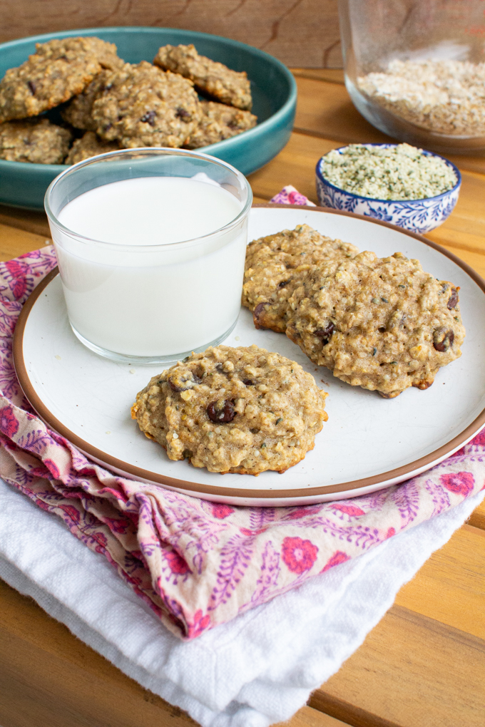 easy banana oat cookies with chocolate chips