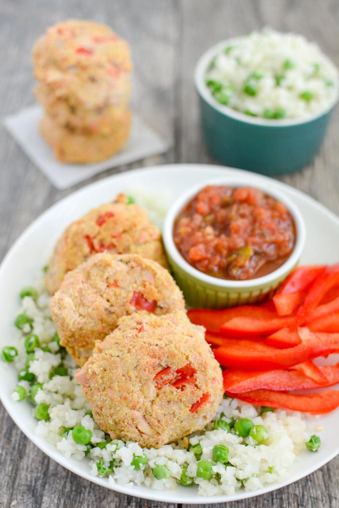 These Spicy Salmon Cornmeal Cakes are made with just a few simple ingredients and are great for a quick, healthy dinner. Enjoy the leftovers over a salad for lunch!