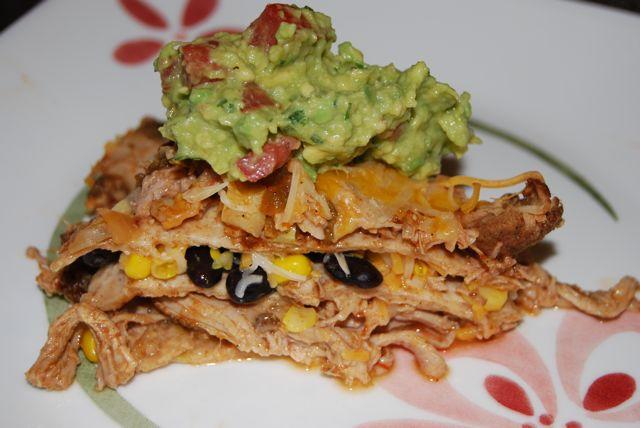 Use the crockpot to cook the pork and this Carnitas Taco Pie comes together in no time!
