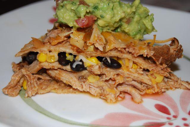 Use the crockpot to cook the pork and this Carnitas Taco Pie comes together in no time!