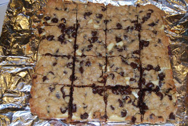 A cross between a chocolate chip cookie and a cheesecake, these dessert bars are sure to be a hit!