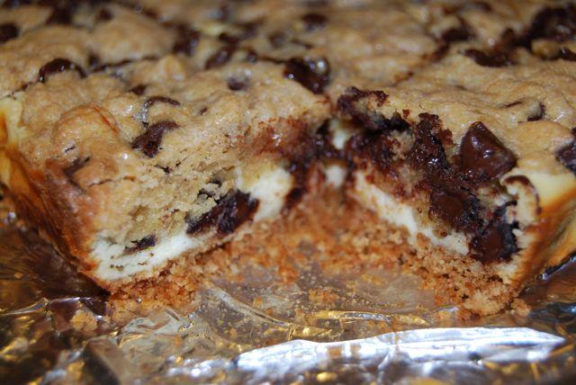 A cross between a chocolate chip cookie and a cheesecake, these dessert bars are sure to be a hit!