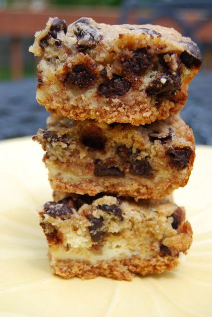 A cross between a chocolate chip cookie and a cheesecake, these dessert bars are sure to be a hit!