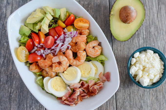 Shrimp Cobb Salad 7 healthy shrimp cobb salad with avocado and feta