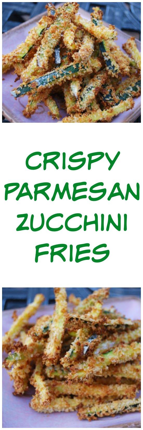 These Crispy Parmesan Zucchini Fries make the perfect dinner side dish and taste great when served with a side of marinara sauce for dipping!