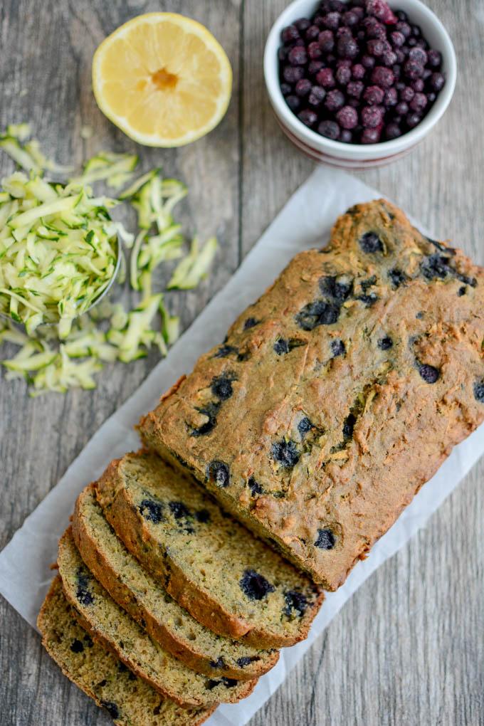 Whole Wheat Lemon Blueberry Zucchini Bread