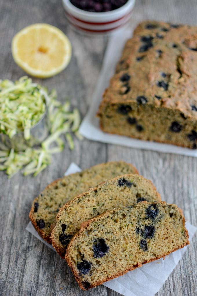 Sliced Lemon Blueberry Zucchini Bread