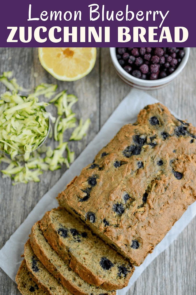 This Lemon Blueberry Zucchini Bread puts a fun twist on a classic summer recipe. Don't like lemon? Skip the zest and add extra blueberries! Enjoy a slice for breakfast or an afternoon snack!