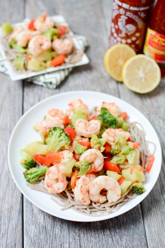 Ready in 15 minutes, this Sweet & Spicy Shrimp with Soba Noodles is a quick and easy weeknight dinner recipe that the whole family will love!