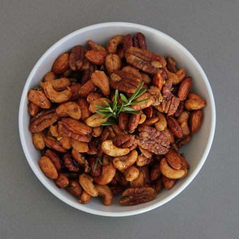 These Rosemary Chipotle Spiced Nuts are full of flavor and make a great party snack!