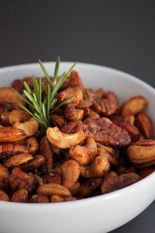 These Rosemary Chipotle Spiced Nuts are full of flavor and make a great party snack!