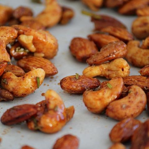 These Rosemary Chipotle Spiced Nuts are full of flavor and make a great party snack!