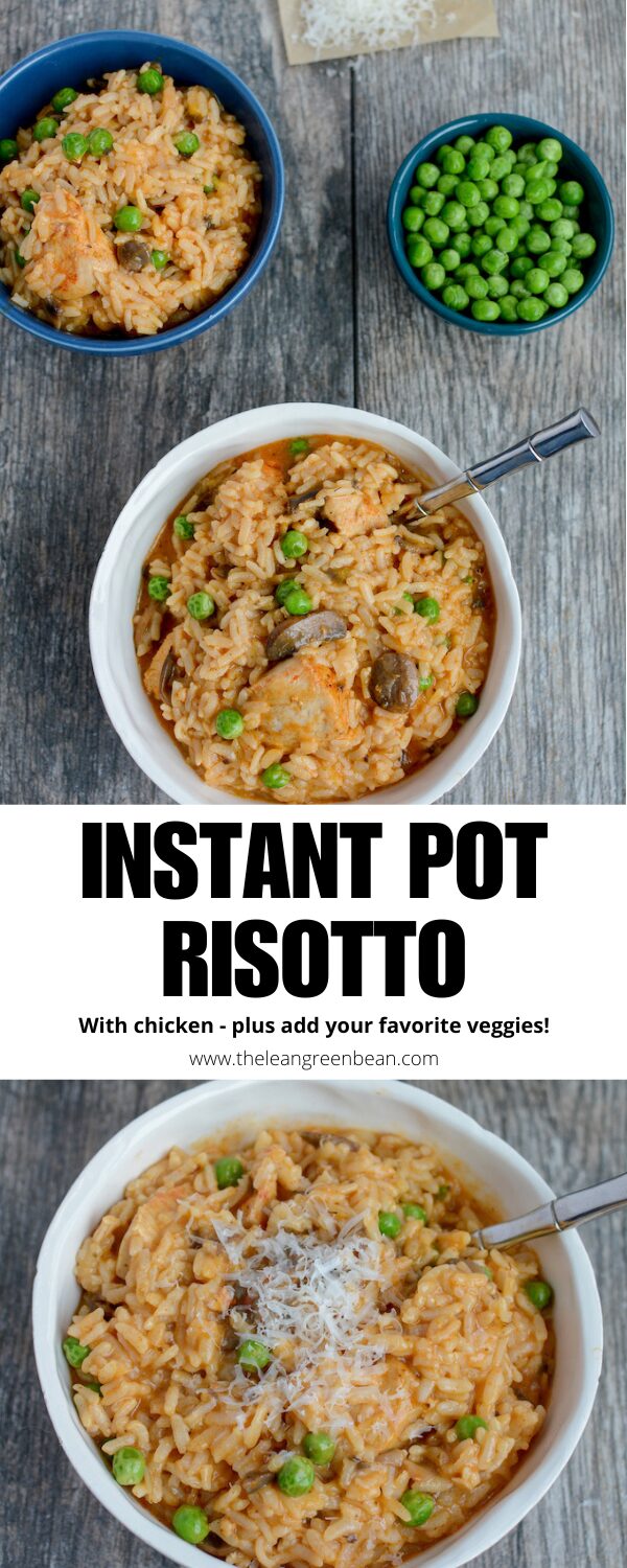 Instant Pot Mushroom Risotto with Chicken 8 This easy Instant Pot Mushroom Risotto with Chicken is so creamy and delicious! No stirring required and easy to customize with your favorite vegetables!