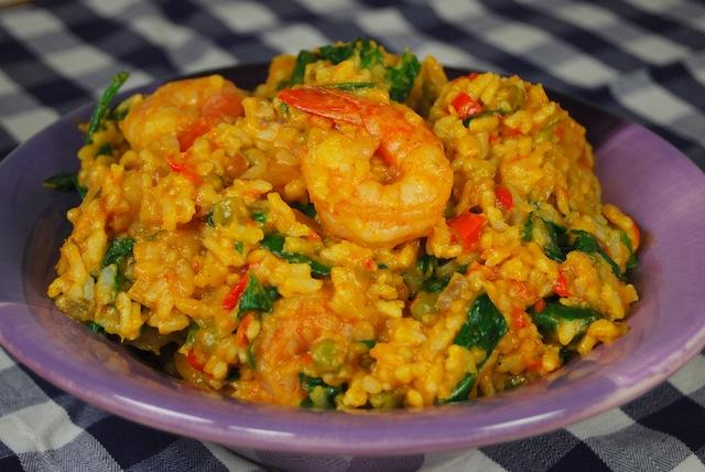 vegetable risotto with shrimp