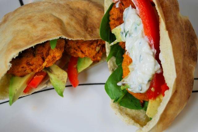 This Sweet Potato Falafel makes a great vegetarian lunch! Enjoy it in a pita or on a salad!