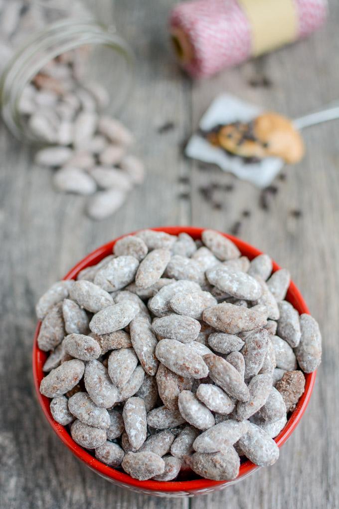 These Puppy Chow Almonds are a fun twist on a classic treat. The nuts add an extra boost of protein and healthy fats, making it perfect for a special snack or dessert!