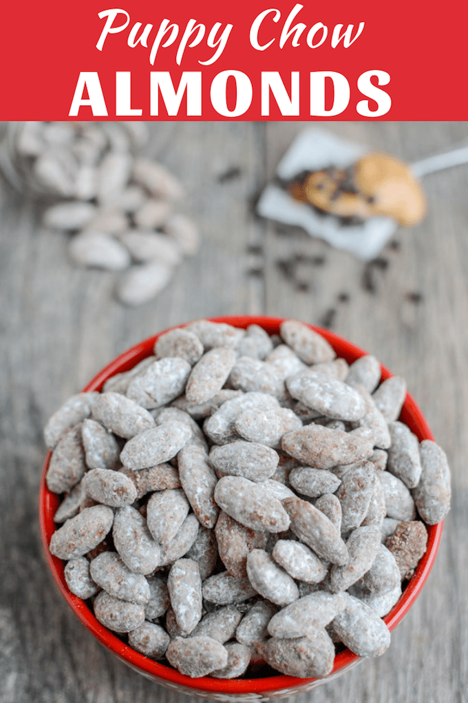 These Puppy Chow Almonds are a fun twist on a classic treat. The nuts add an extra boost of protein and healthy fats, making it perfect for a special snack or dessert!