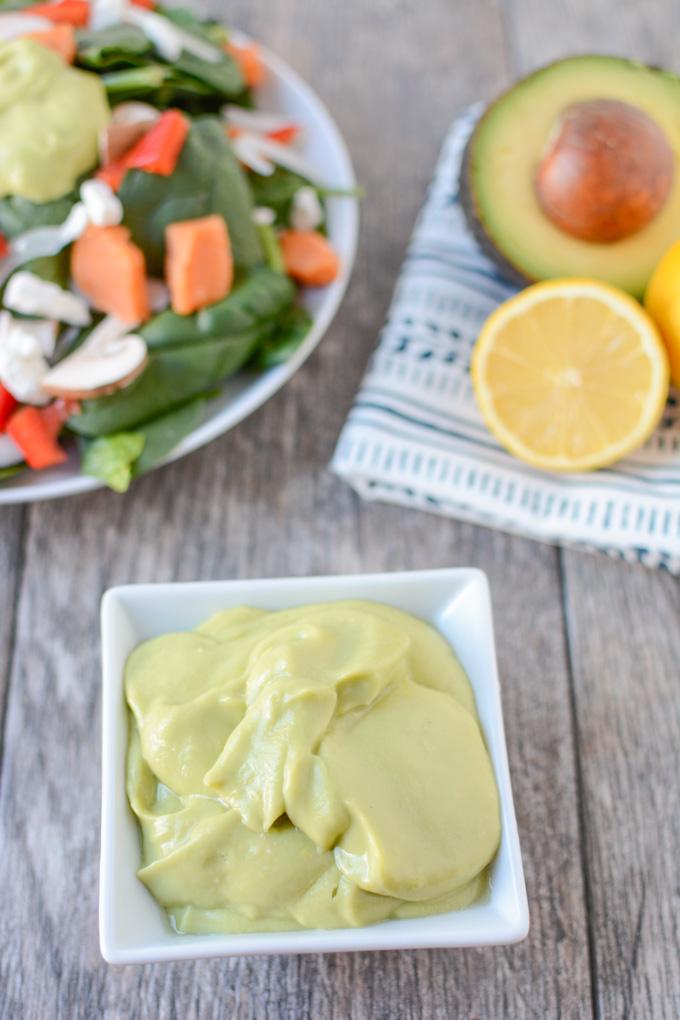 Thick, creamy and full of flavor, this Ginger Citrus Avocado Dressing recipe will take your salad to the next level. It's gluten-free, vegan, paleo and ready in minutes!