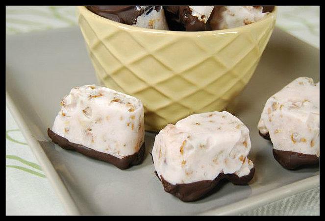 These Chocolate Dipped Frozen Yogurt Bites are sweet enough for dessert and healthy enough for a snack!