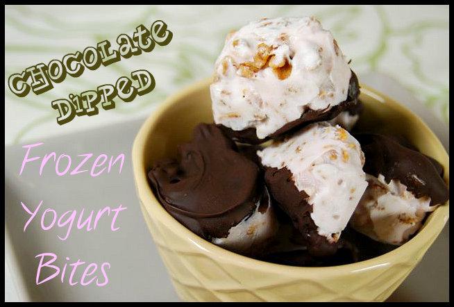 These Chocolate Dipped Frozen Yogurt Bites are sweet enough for dessert and healthy enough for a snack!