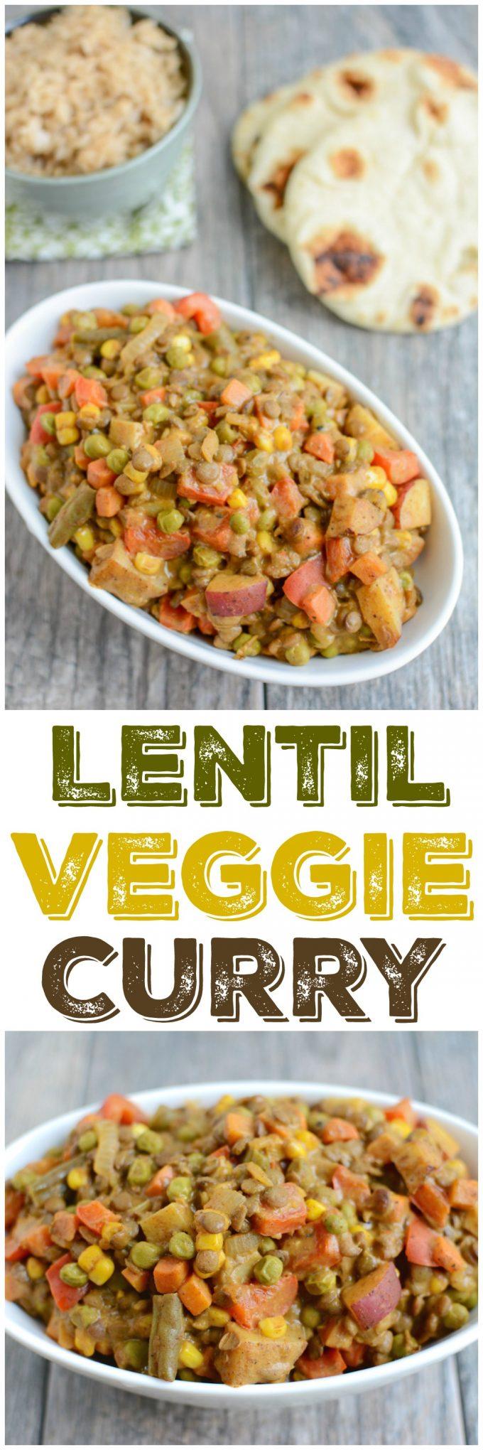 This Lentil Vegetable Curry is an easy vegetarian recipe that's perfect for a busy weeknight. Or make it ahead of time and reheat for a quick lunch or dinner!