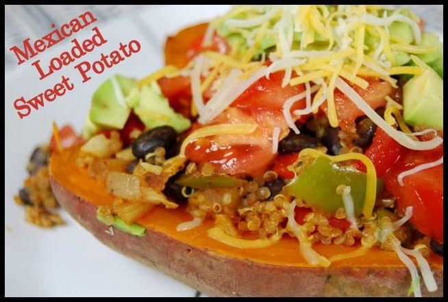 A easy weeknight dinner! These vegetarian Mexican Loaded Sweet Potatoes come together quickly and are easy to customize!