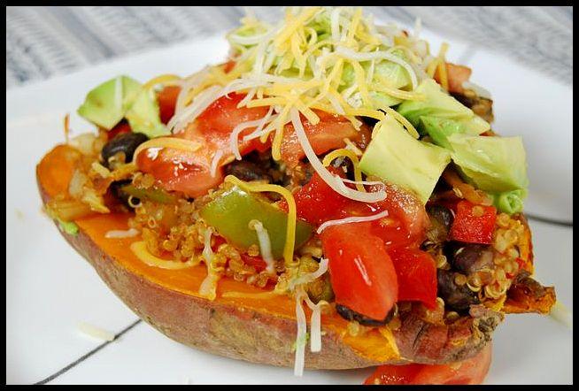 A easy weeknight dinner! These vegetarian Mexican Loaded Sweet Potatoes come together quickly and are easy to customize!