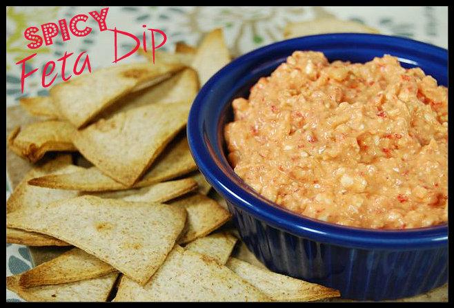 This Spicy Feta Dip makes a great party appetizer or evening snack. Serve with homemade chips or veggies!