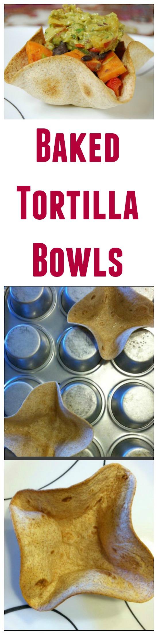 Did you know it's super easy to make tortilla bowls at home? Use whole wheat tortilla shells and bake them in the oven for a healthy, edible taco bowl!