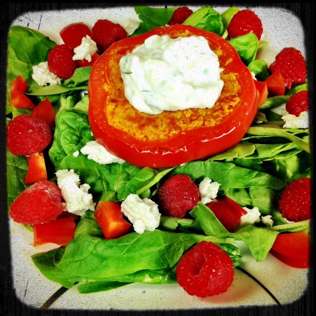 Turn your falafel into a fun salad topping with these Sweet Potato Falafel Rings!