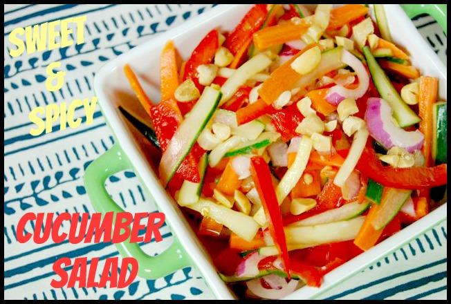 This Sweet and Spicy Cucumber Salad screams summer! A tasty way to add some veggies to your meal!