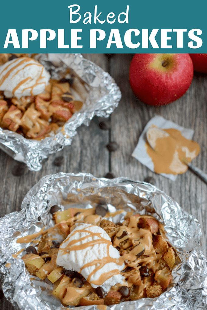 These Baked Apple Packets are a super simple fall recipe. Enjoy them with ice cream for dessert or top with yogurt for breakfast or an afternoon snack. The perfect way to end a day of apple picking.