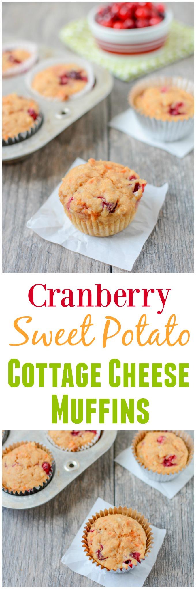 Lightly sweetened and packed with protein and fiber, this recipe for Cranberry Sweet Potato Cottage Cheese Muffins makes a great grab-and-go breakfast!