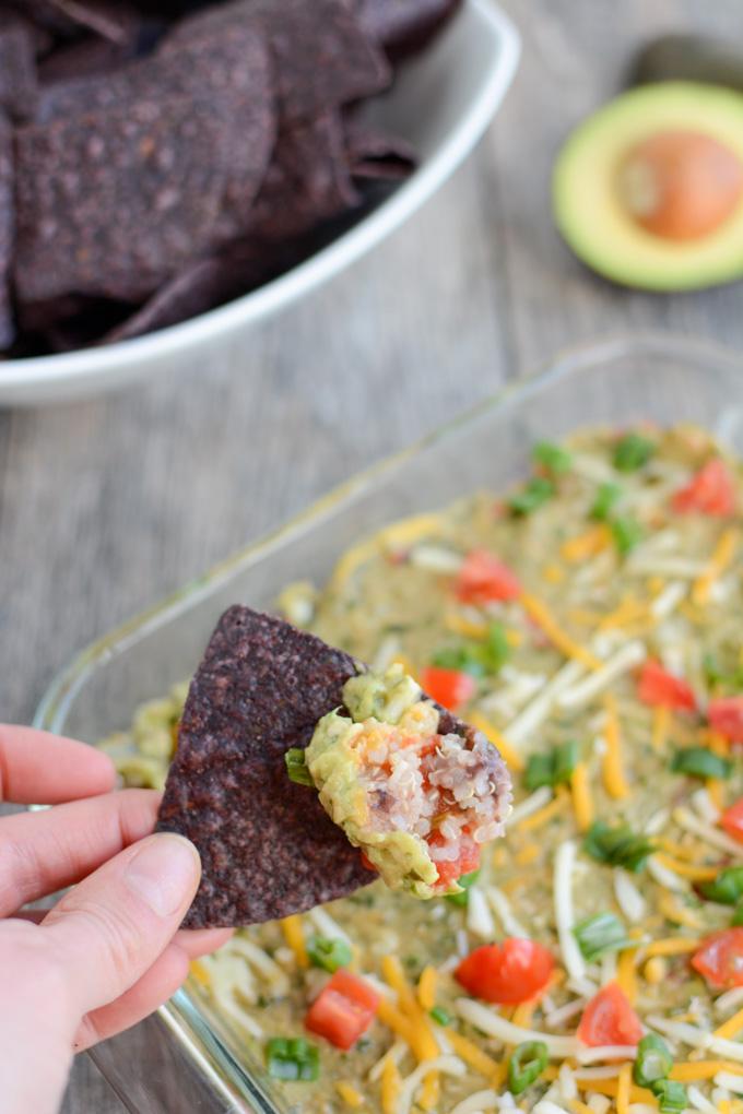 Packed with protein, this recipe for Hot Mexican Layer Dip is an easy, healthy appetizer that's perfect for parties, game days and other gatherings. 