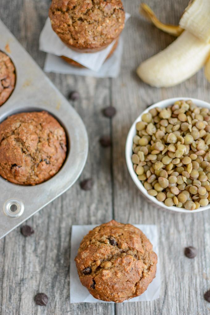 Lentil Banana Muffins - perfect for breakfast or snack