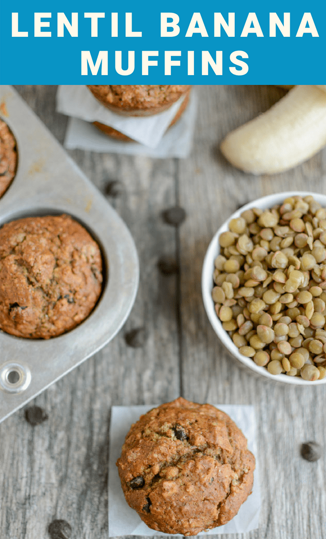 Lentil Banana Muffins 8 These Lentil Banana Muffins are the perfect on-the-go breakfast. They're kid-friendly and packed with fiber and protein. Plus you can't even taste the lentils!