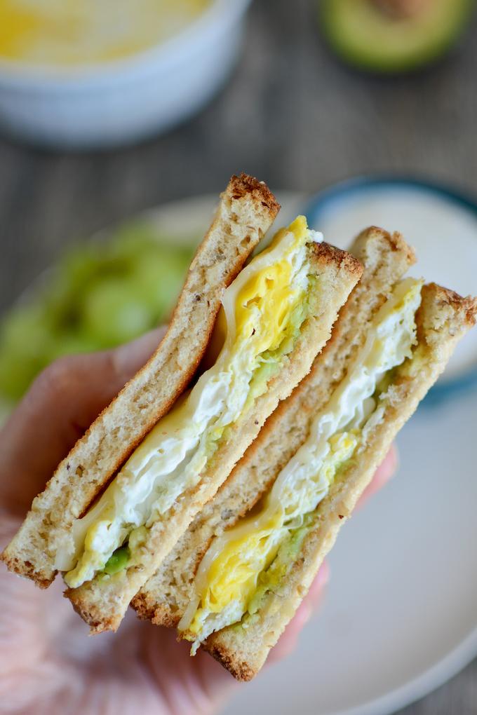 Closeup of a microwave egg sandwich