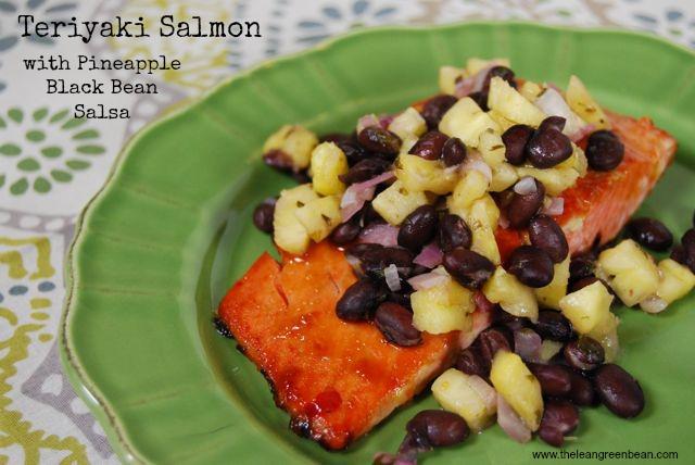 This Teriyaki Salmon is topped with a flavorful pineapple and black bean salsa for an easy weeknight dinner.