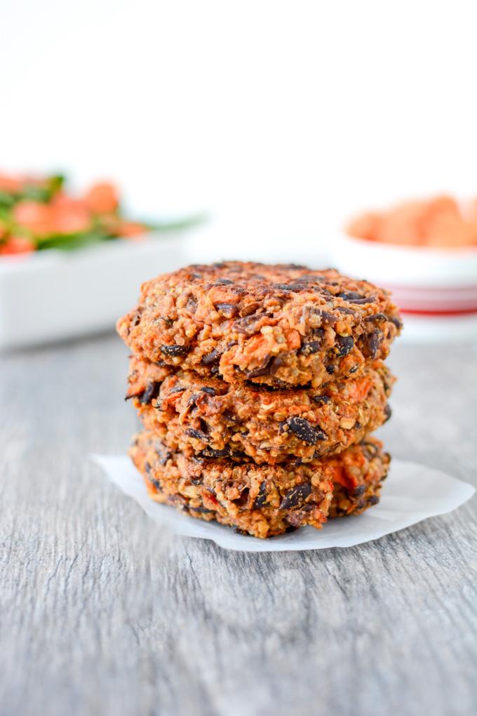 This healthy recipe for Asian Black Bean Burgers is full of flavor and perfect for food prep. The burgers are packed with protein and fiber and taste great with a salad for a gluten-free, vegan lunch!