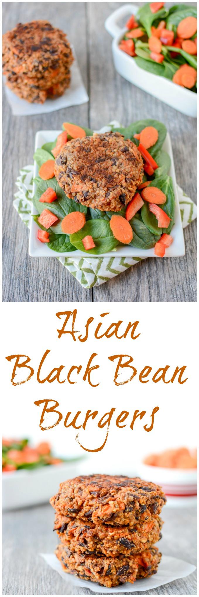This recipe for Asian Black Bean Burgers is full of flavor and perfect for food prep. The burgers are packed with protein and fiber and taste great with a salad for a healthy, vegan lunch!