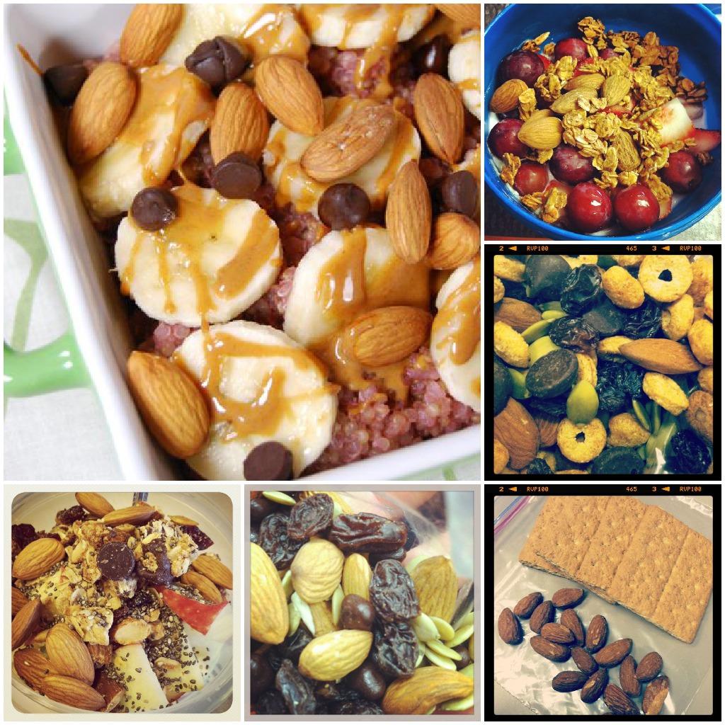 Almonds are a heart healthy snack that can be eaten a variety of ways. Here are few ideas! 
