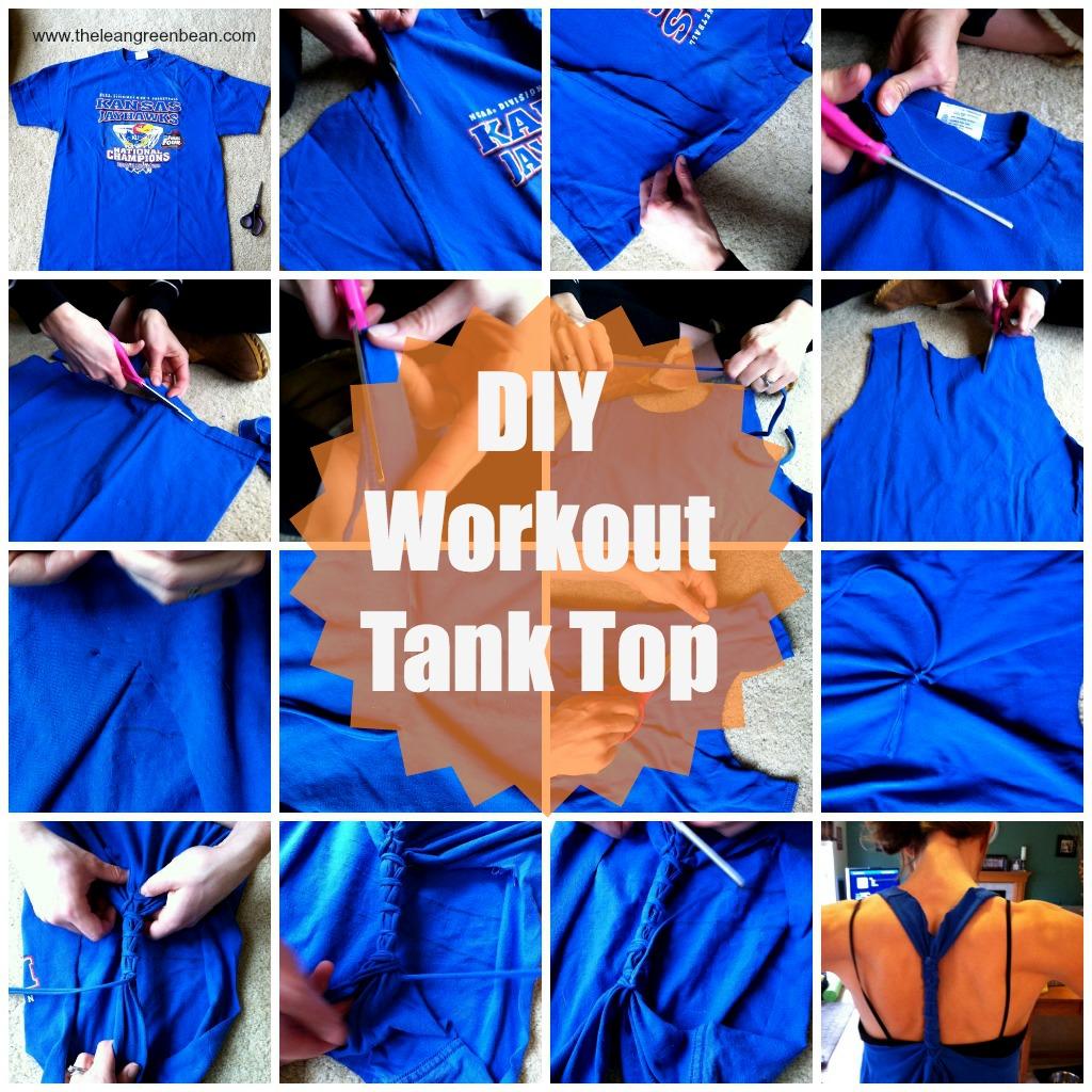 This easy tutorial shows you how to turn an old t shirt into a cute DIY Workout Tank Top!