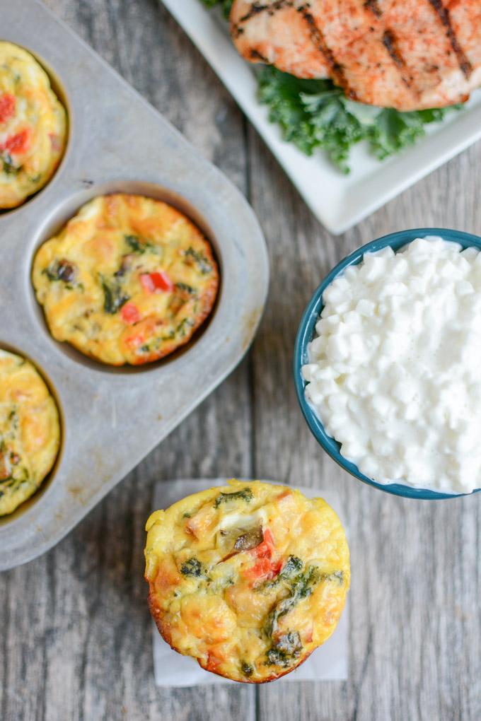 Cottage Cheese Egg Muffins made with chicken, vegetables and cottage cheese
