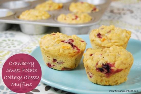 Cranberry sweet potato cottage cheese muffins