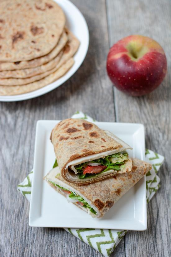 These Homemade Whole Wheat Tortillas are made with just 4 ingredients. They're so easy to make and taste way better than store-bought! Perfect for healthy lunches and dinners.