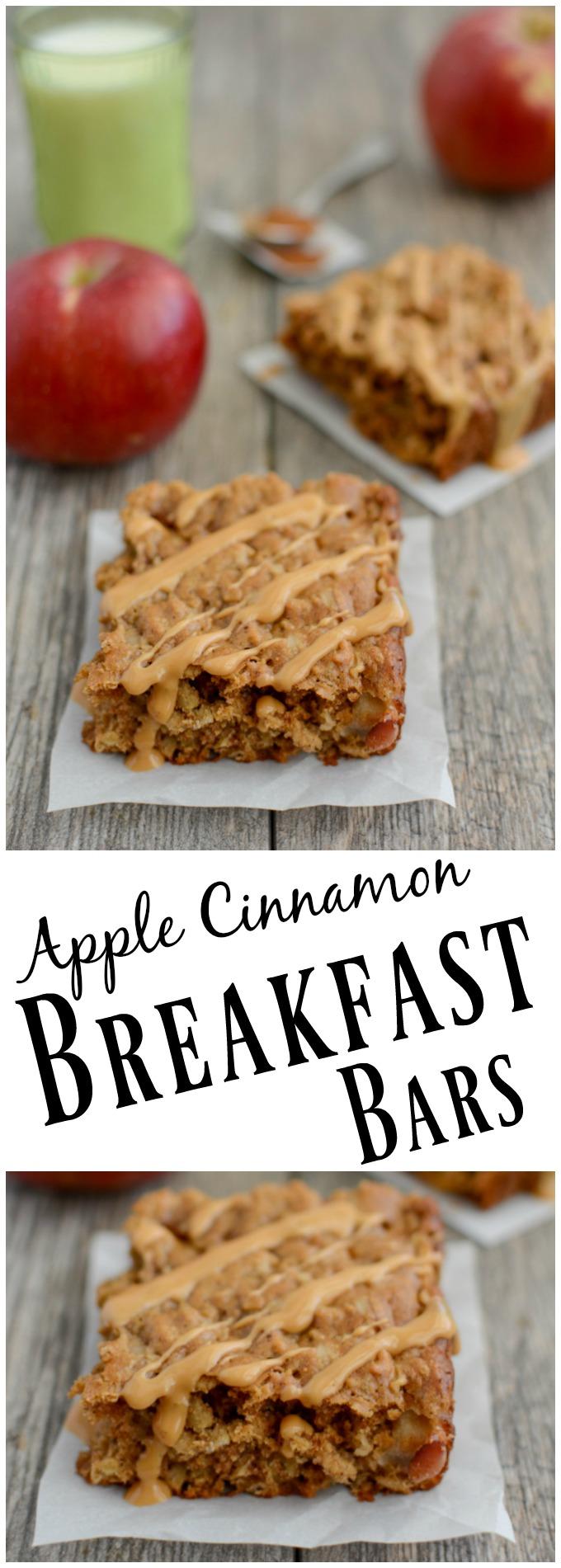 Bursting with fall flavor, these Apple Cinnamon Breakfast Bars are kid-friendly and full of protein and fiber for a healthy breakfast or snack.