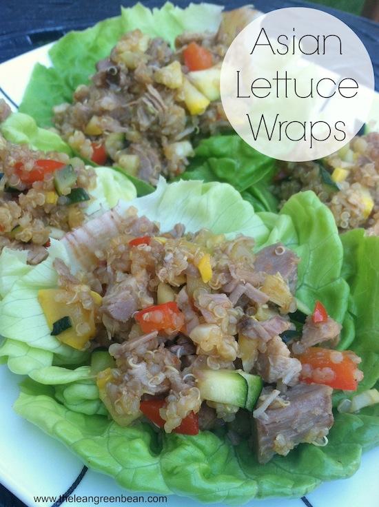 These asian lettuce wraps can be made with left over pulled pork or pork tenderloin and make a great light lunch or dinner