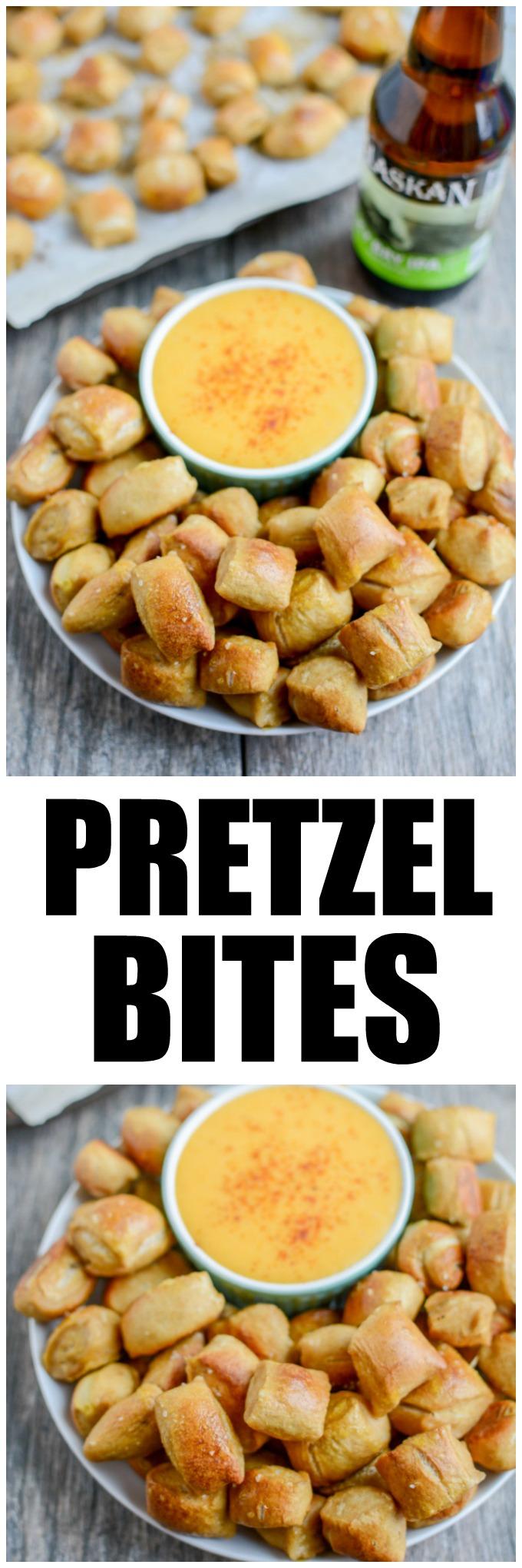These Homemade Soft Pretzels can be made into the traditional shape or cut into bites for a perfect game day or party appetizer!