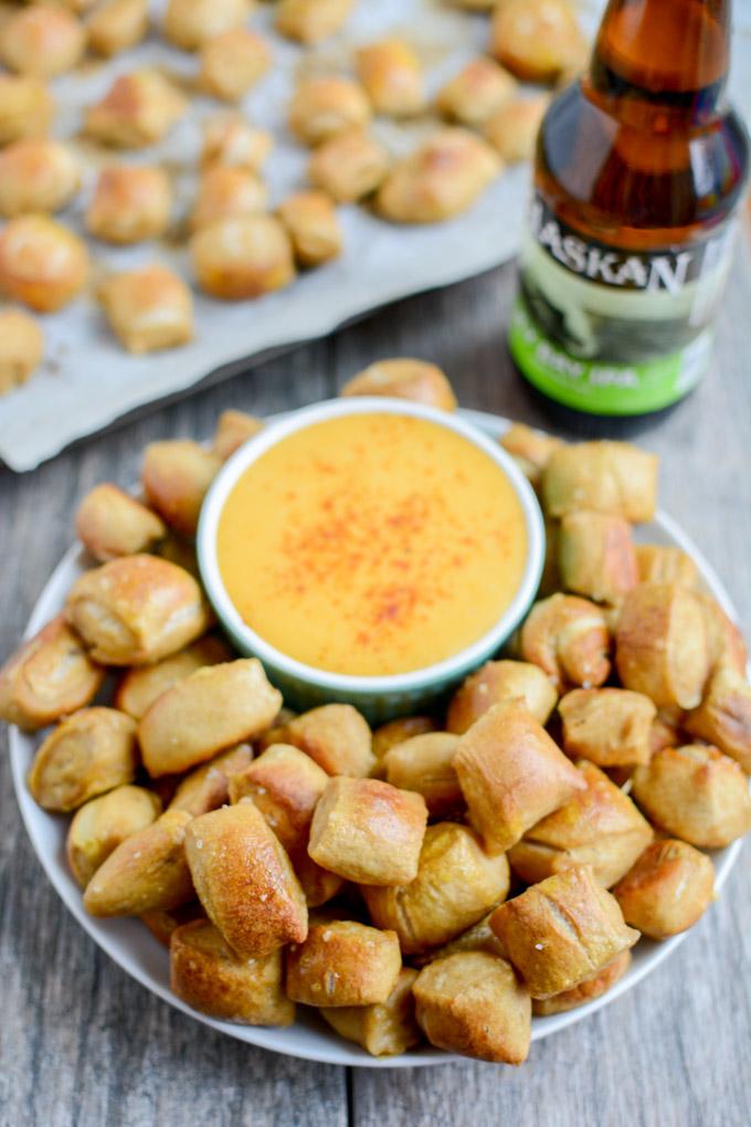 Homemade Soft Pretzels 6 These Homemade Soft Pretzels can be made into the traditional shape or cut into bites for a perfect game day or party appetizer!