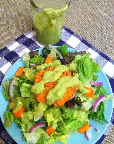 This Lemon Avocado Salad Dressing is light and flavorful and an easy way to add some healthy fats to your salad.